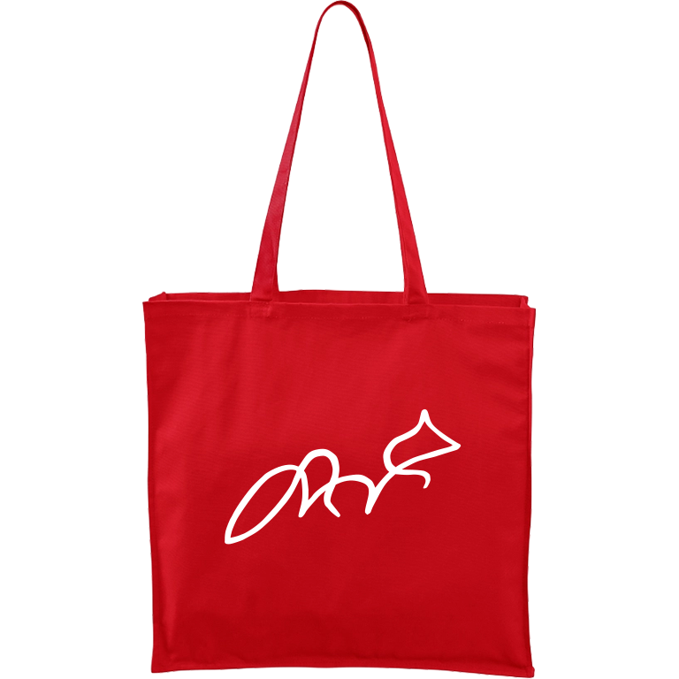 Ručně malovaná plátěná taška Carry - Jednotahové - Liška Barva tašky: ČERVENÁ, Barva motivu: BÍLÁ