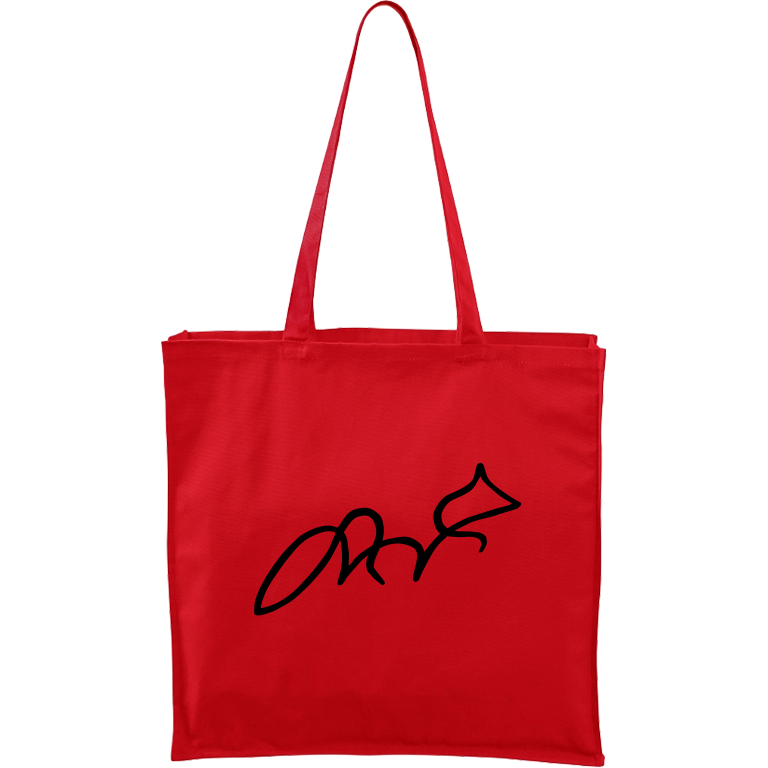 Ručně malovaná plátěná taška Carry - Jednotahové - Liška Barva tašky: ČERVENÁ, Barva motivu: ČERNÁ