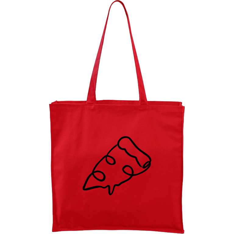 Ručně malovaná plátěná taška Carry - Jednotahové - Pizza Barva tašky: ČERVENÁ, Barva motivu: ČERNÁ