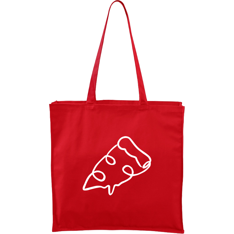 Ručně malovaná plátěná taška Carry - Jednotahové - Pizza Barva tašky: ČERVENÁ, Barva motivu: BÍLÁ