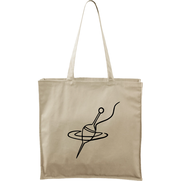 Ručně malovaná plátěná taška Carry - Jednotahové - Splávek Barva tašky: PŘÍRODNÍ, Barva motivu: ČERNÁ
