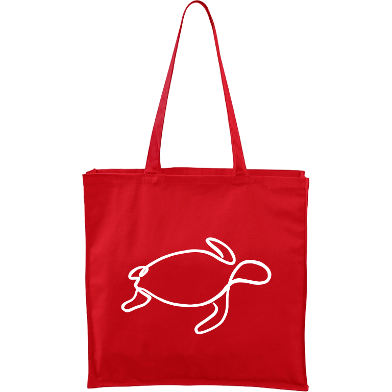 Ručně malovaná plátěná taška Carry - Jednotahové - Želva Barva tašky: ČERVENÁ, Barva motivu: BÍLÁ