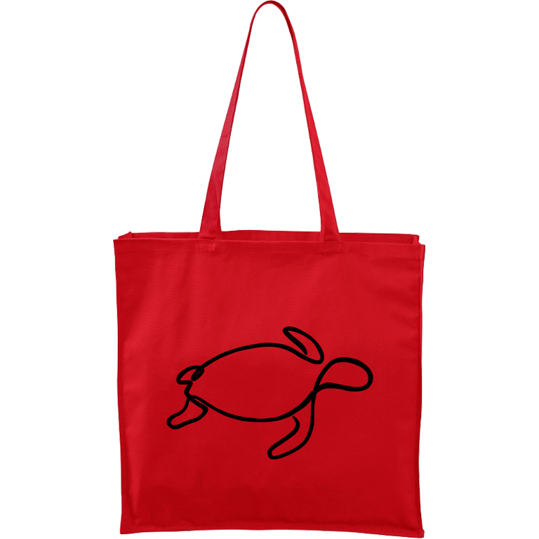 Ručně malovaná plátěná taška Carry - Jednotahové - Želva Barva tašky: ČERVENÁ, Barva motivu: ČERNÁ