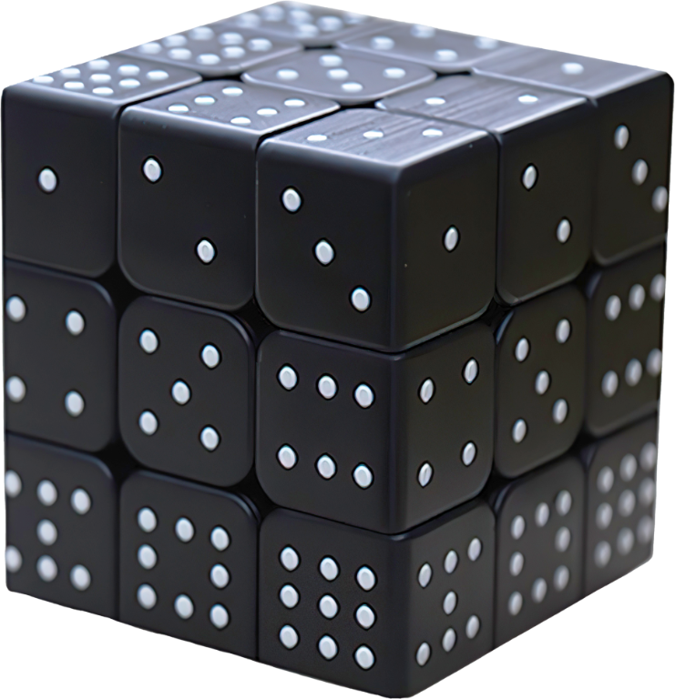Rubikova kostka - Pro nevidomé a slabozraké - Černá - 3x3x3 - Tečky