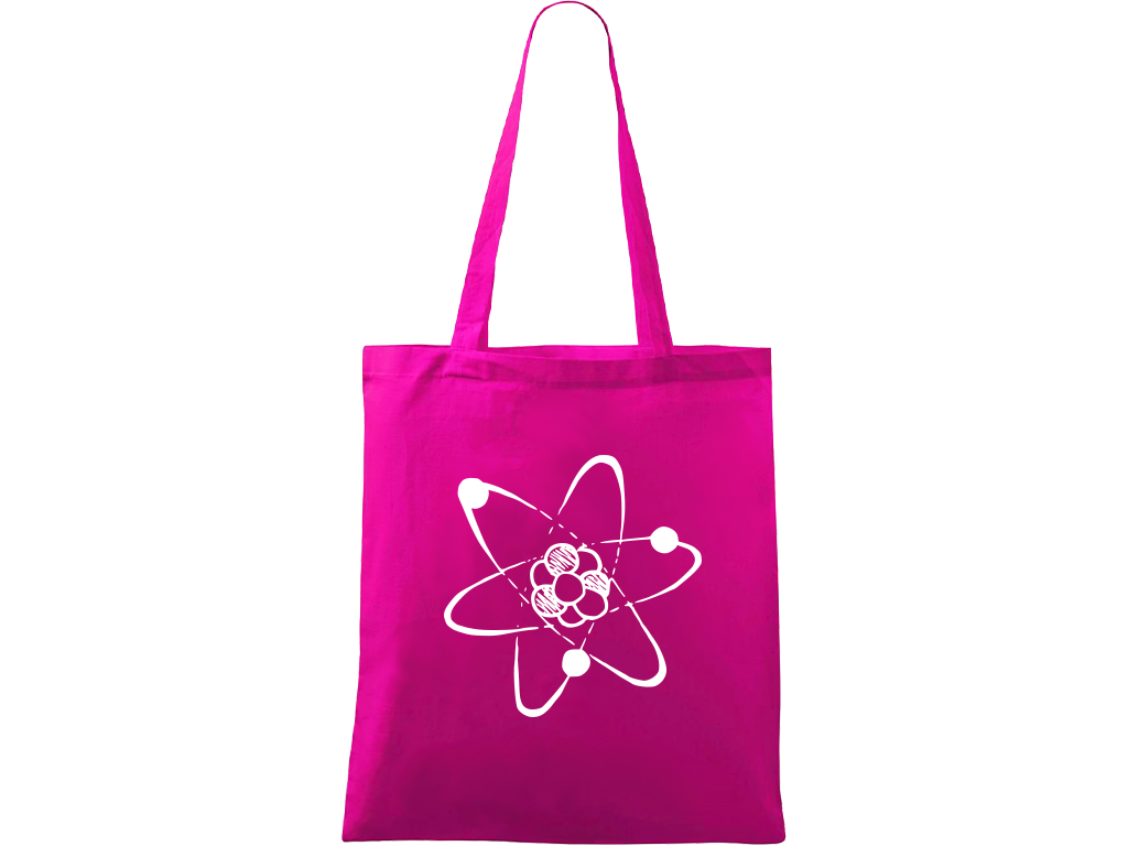 Ručně malovaná plátěná taška Handy - Atom Barva tašky: VÍNOVÁ, Barva motivu: BÍLÁ