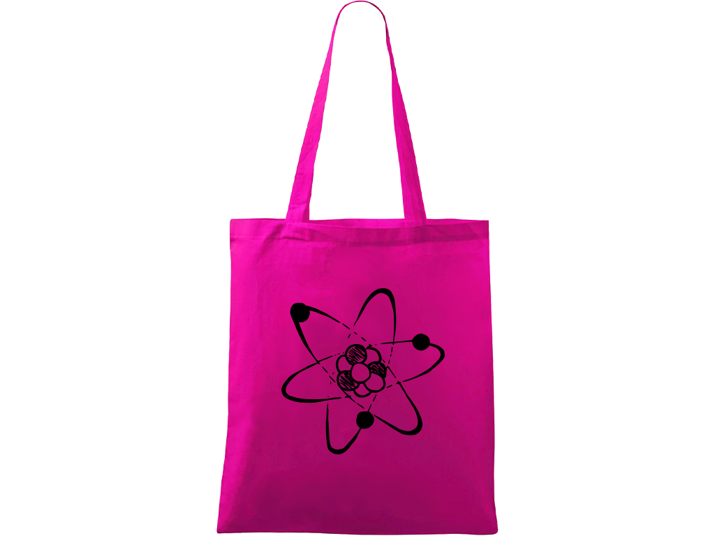 Ručně malovaná plátěná taška Handy - Atom Barva tašky: VÍNOVÁ, Barva motivu: ČERNÁ
