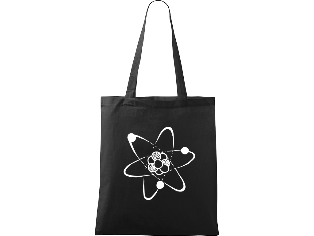 Ručně malovaná plátěná taška Handy - Atom Barva tašky: ČERNÁ, Barva motivu: BÍLÁ