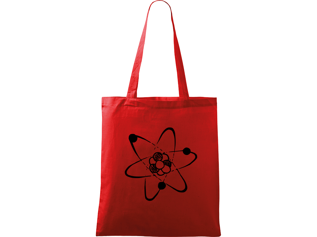 Ručně malovaná plátěná taška Handy - Atom Barva tašky: ČERVENÁ, Barva motivu: ČERNÁ