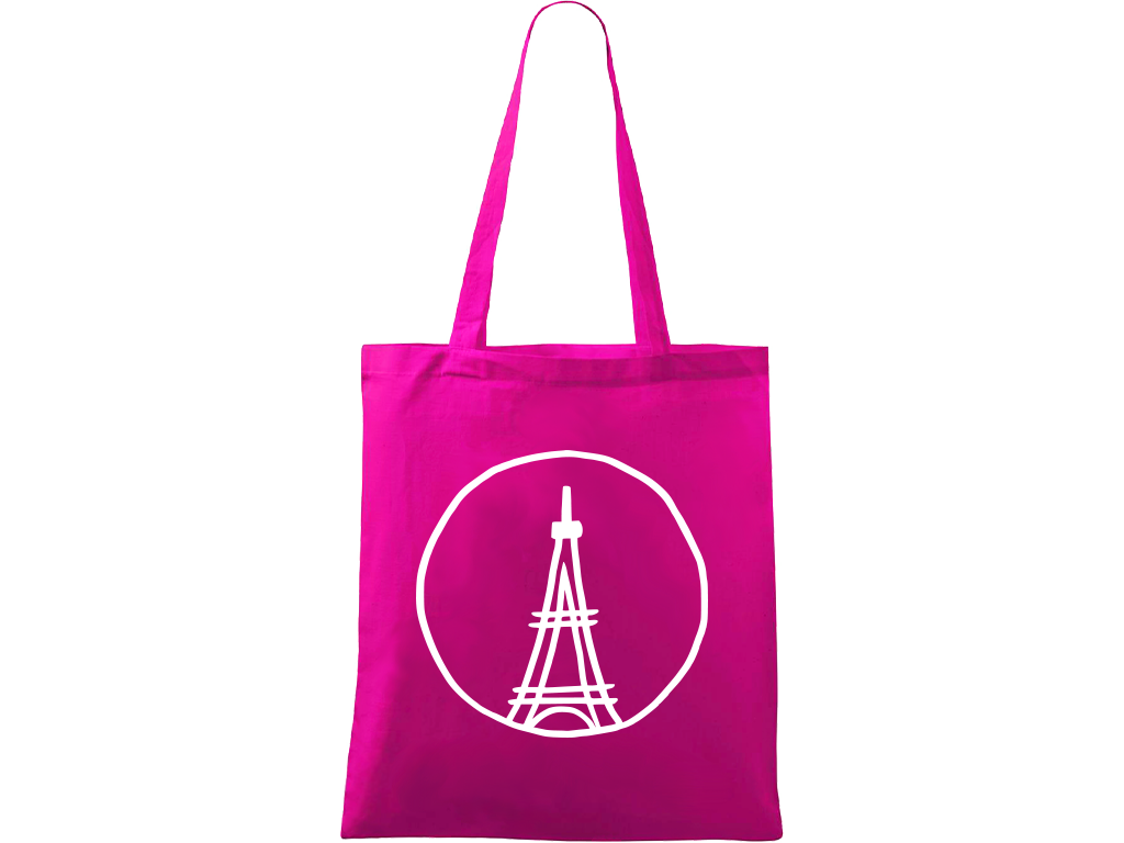 Ručně malovaná plátěná taška Handy - Eiffelovka Barva tašky: VÍNOVÁ, Barva motivu: BÍLÁ