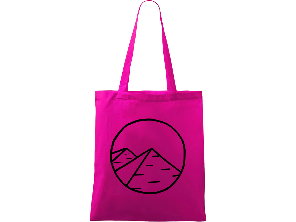 Ručně malovaná plátěná taška Handy - Pyramidy Barva tašky: VÍNOVÁ, Barva motivu: ČERNÁ