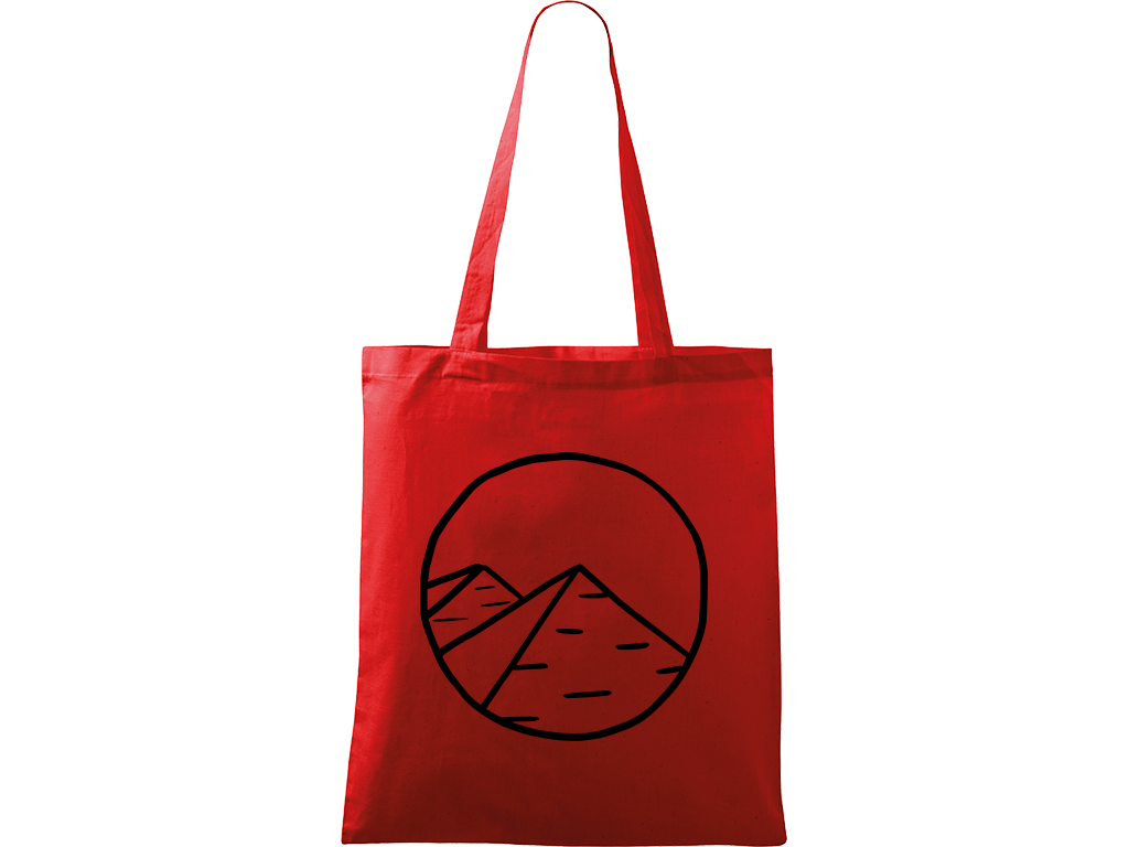 Ručně malovaná plátěná taška Handy - Pyramidy Barva tašky: ČERVENÁ, Barva motivu: ČERNÁ