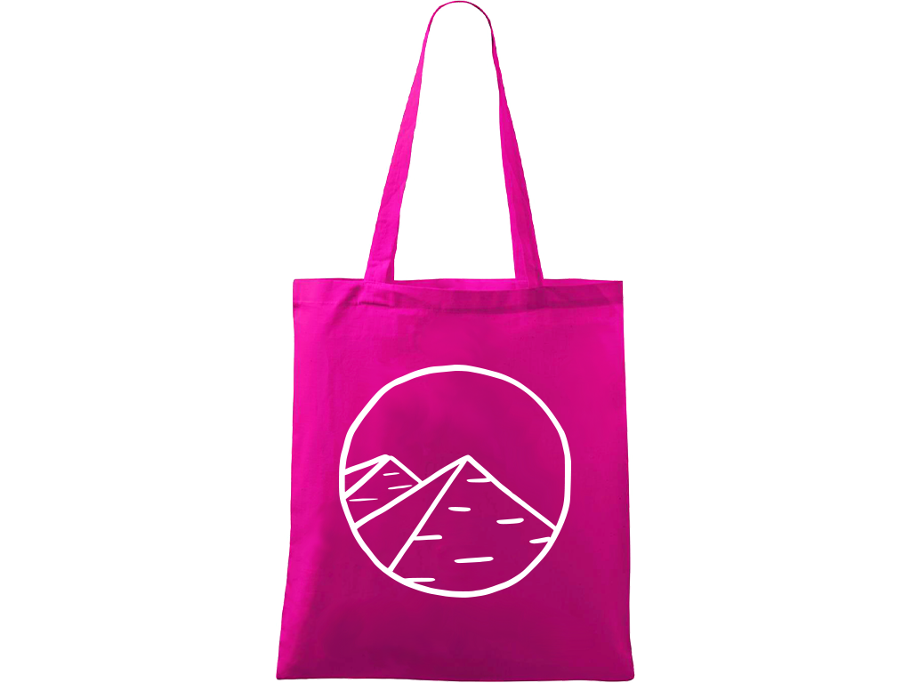 Ručně malovaná plátěná taška Handy - Pyramidy Barva tašky: VÍNOVÁ, Barva motivu: BÍLÁ