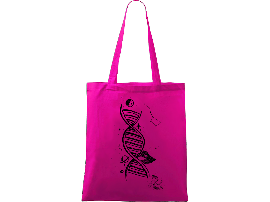 Ručně malovaná plátěná taška Handy - DNA Barva tašky: VÍNOVÁ, Barva motivu: ČERNÁ