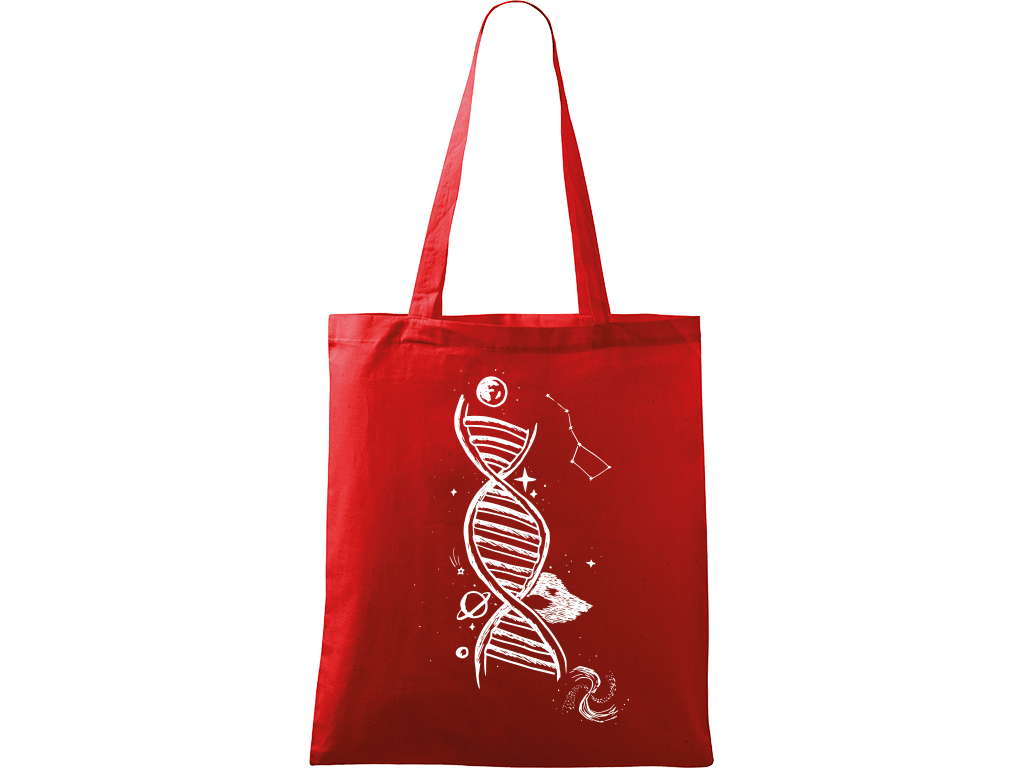 Ručně malovaná plátěná taška Handy - DNA Barva tašky: ČERVENÁ, Barva motivu: BÍLÁ