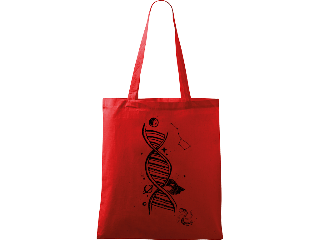 Ručně malovaná plátěná taška Handy - DNA Barva tašky: ČERVENÁ, Barva motivu: ČERNÁ