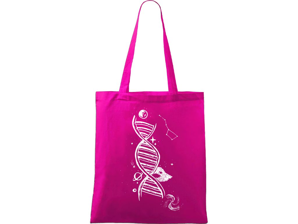 Ručně malovaná plátěná taška Handy - DNA Barva tašky: VÍNOVÁ, Barva motivu: BÍLÁ
