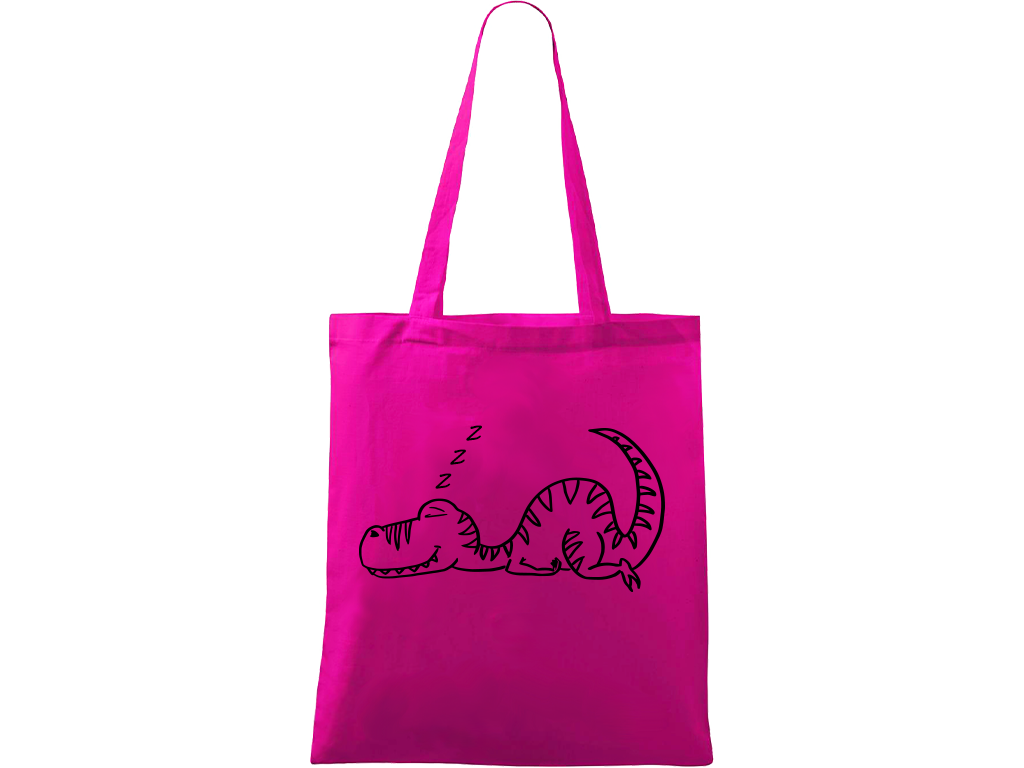 Ručně malovaná plátěná taška Handy - Dinosaur spící Barva tašky: VÍNOVÁ, Barva motivu: ČERNÁ