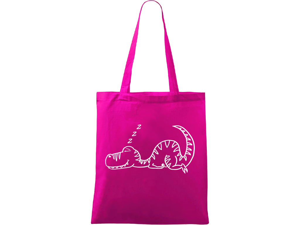 Ručně malovaná plátěná taška Handy - Dinosaur spící Barva tašky: VÍNOVÁ, Barva motivu: BÍLÁ