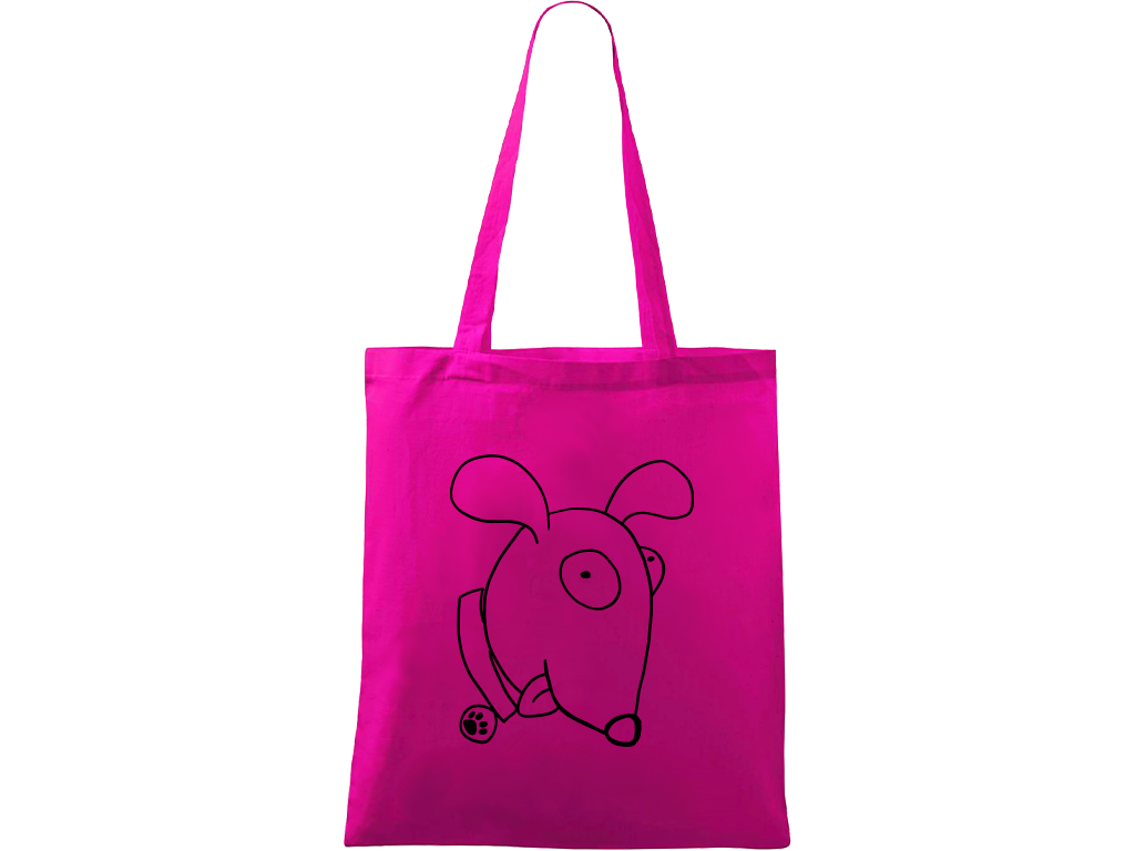 Ručně malovaná plátěná taška Handy - Crazy Pes Barva tašky: VÍNOVÁ, Barva motivu: ČERNÁ
