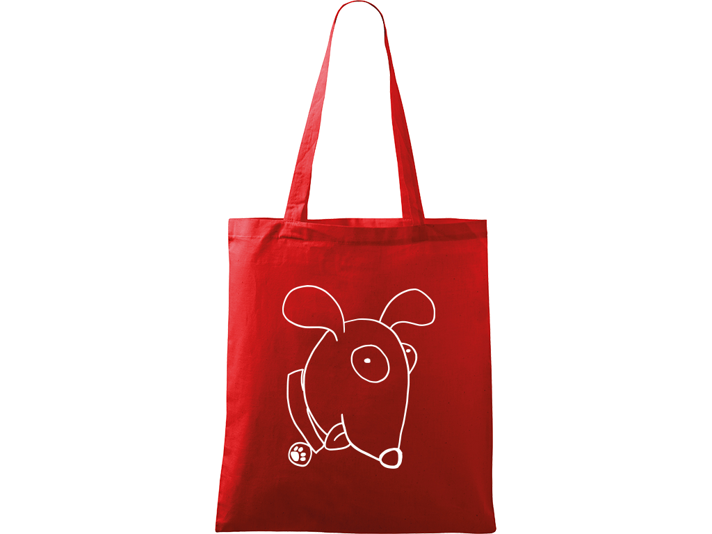 Ručně malovaná plátěná taška Handy - Crazy Pes Barva tašky: ČERVENÁ, Barva motivu: BÍLÁ