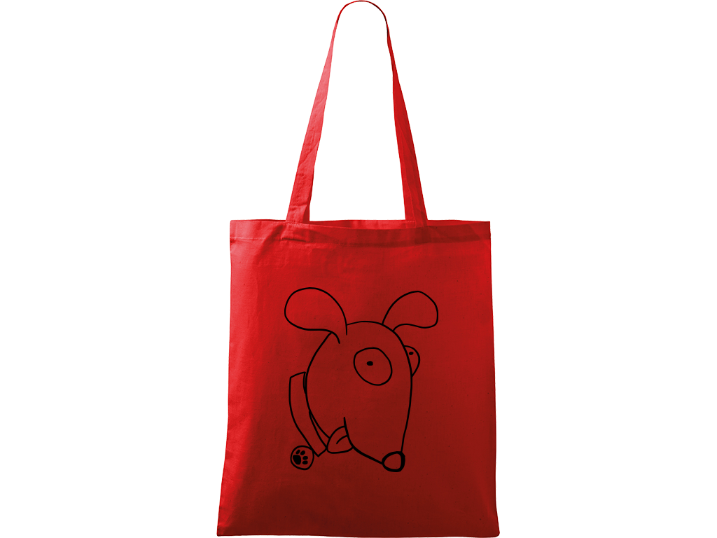 Ručně malovaná plátěná taška Handy - Crazy Pes Barva tašky: ČERVENÁ, Barva motivu: ČERNÁ