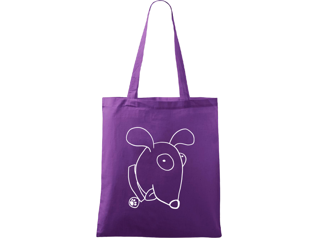 Ručně malovaná plátěná taška Handy - Crazy Pes Barva tašky: FIALOVÁ, Barva motivu: BÍLÁ