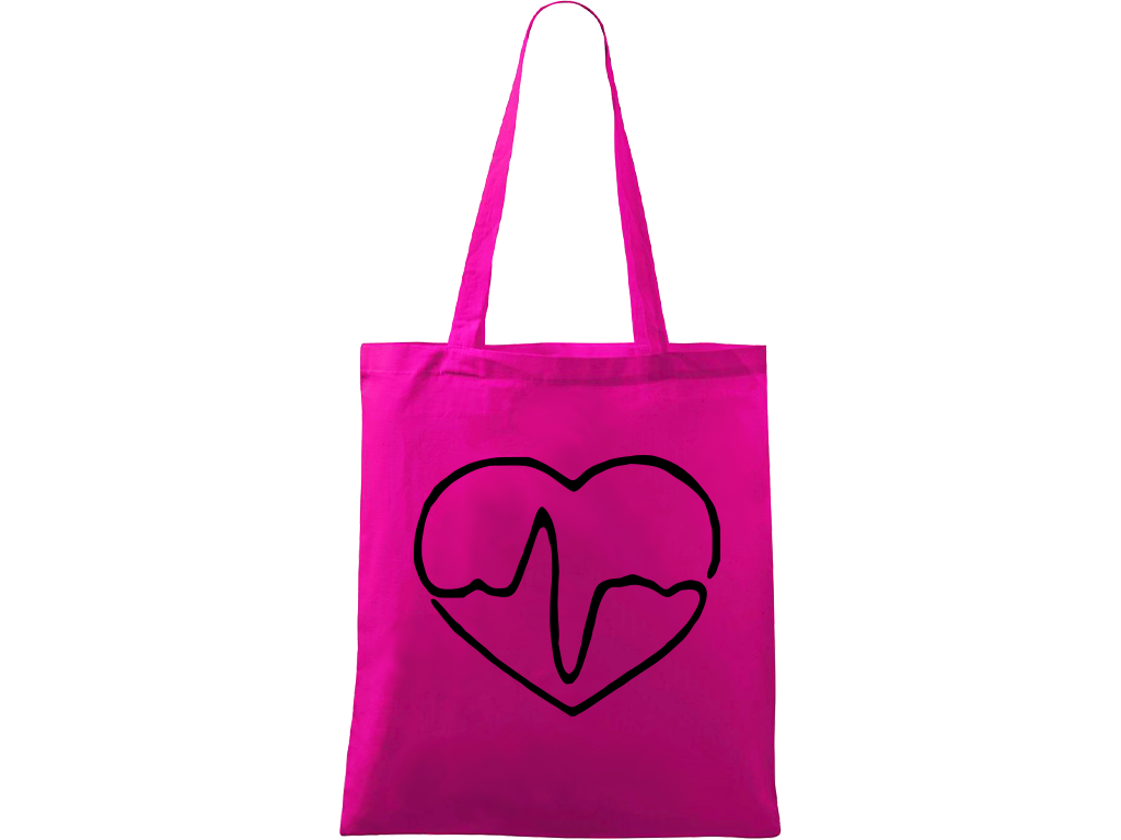 Ručně malovaná plátěná taška Handy - Doktorské srdce Barva tašky: VÍNOVÁ, Barva motivu: ČERNÁ