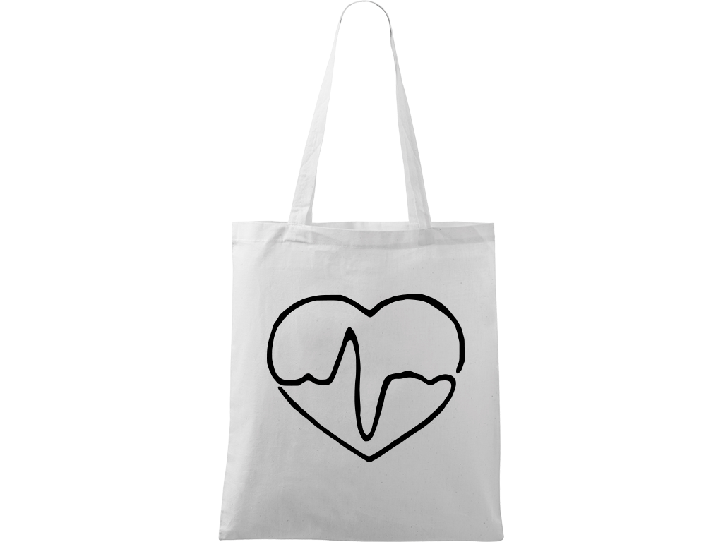 Ručně malovaná plátěná taška Handy - Doktorské srdce Barva tašky: BÍLÁ, Barva motivu: ČERNÁ