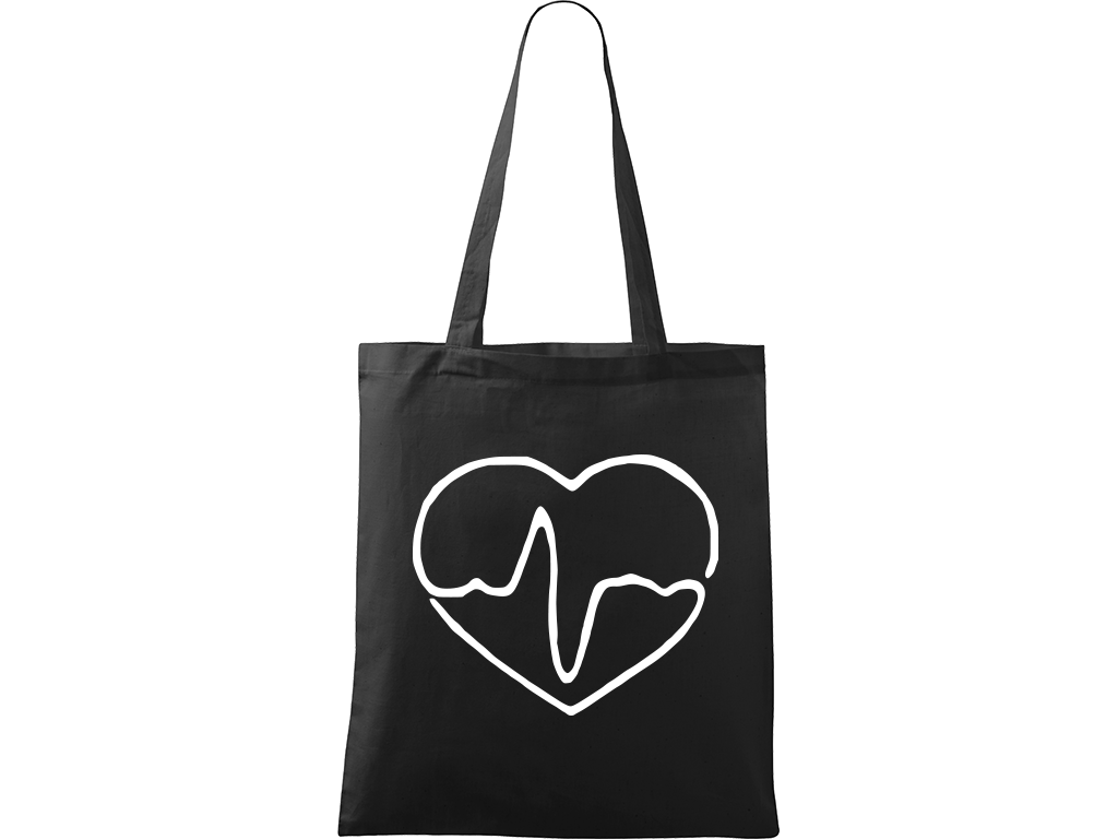 Ručně malovaná plátěná taška Handy - Doktorské srdce Barva tašky: ČERNÁ, Barva motivu: BÍLÁ