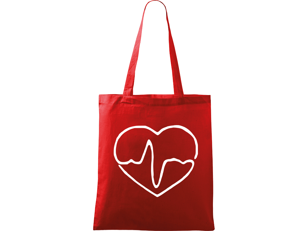 Ručně malovaná plátěná taška Handy - Doktorské srdce Barva tašky: ČERVENÁ, Barva motivu: BÍLÁ