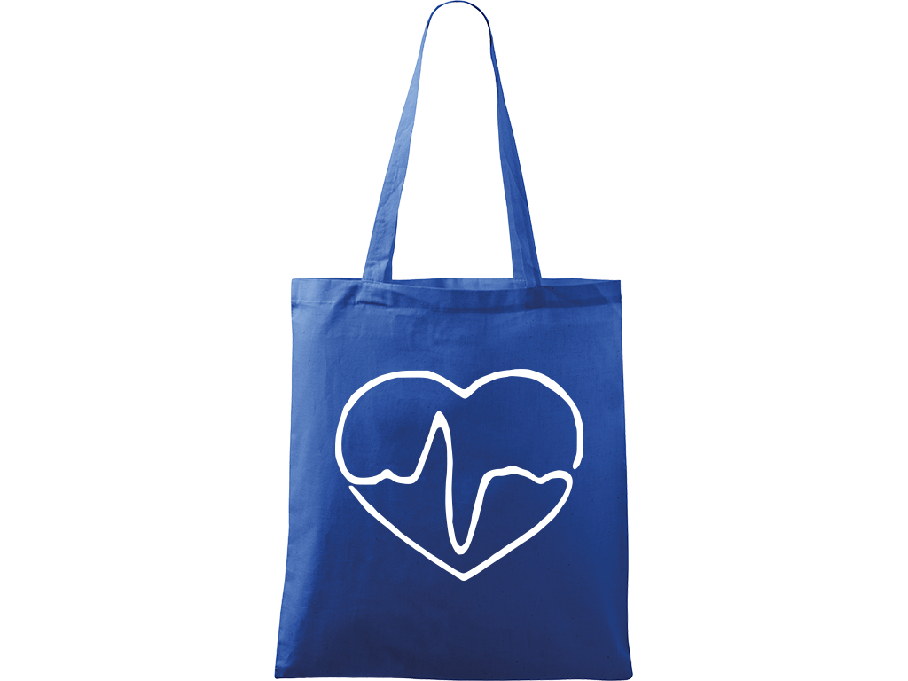 Ručně malovaná plátěná taška Handy - Doktorské srdce Barva tašky: MODRÁ, Barva motivu: BÍLÁ