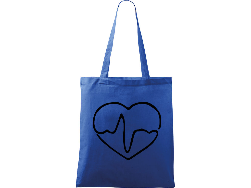 Ručně malovaná plátěná taška Handy - Doktorské srdce Barva tašky: MODRÁ, Barva motivu: ČERNÁ
