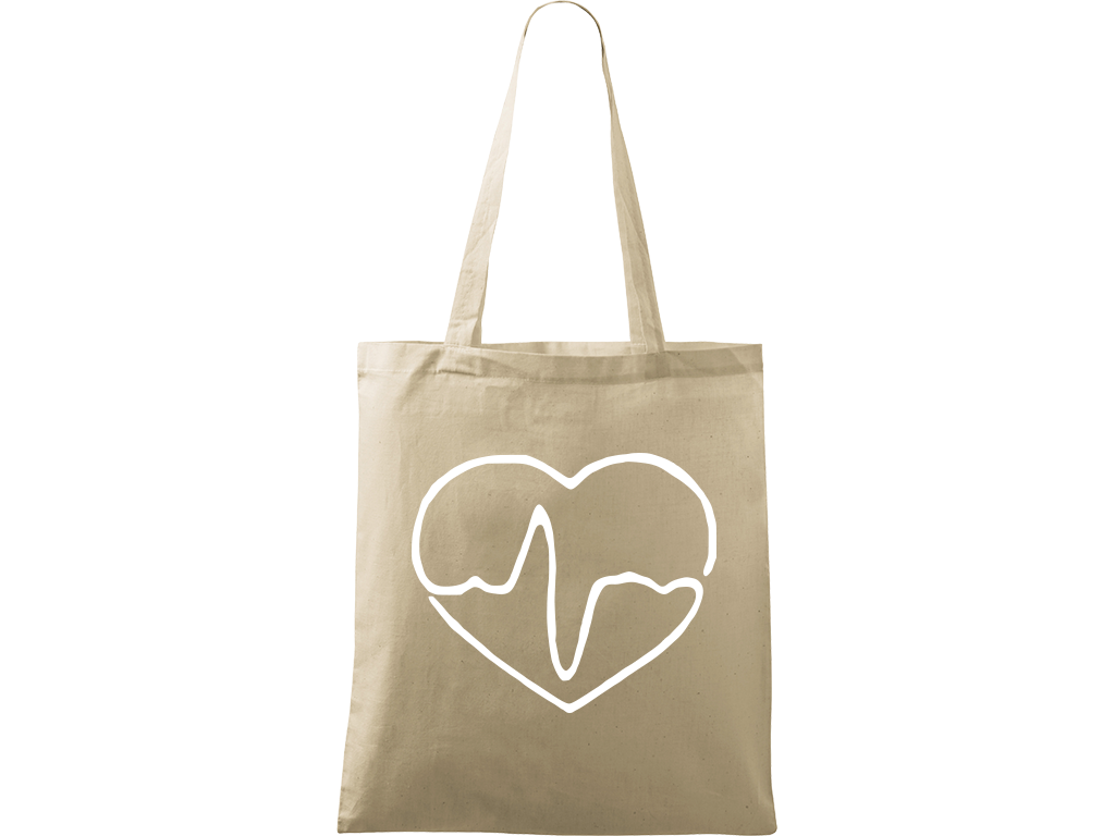Ručně malovaná plátěná taška Handy - Doktorské srdce Barva tašky: PŘÍRODNÍ, Barva motivu: BÍLÁ