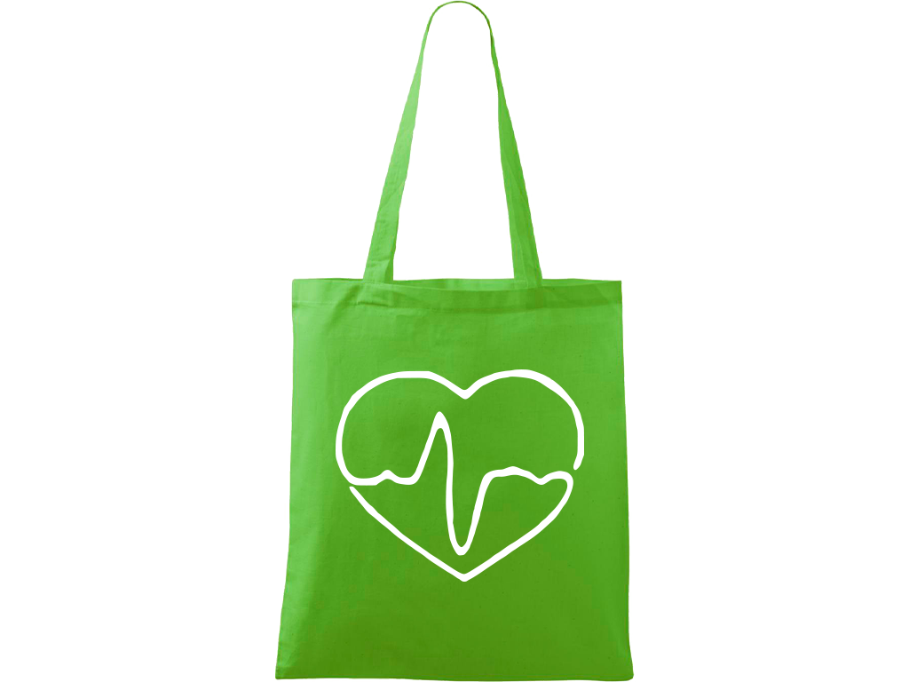 Ručně malovaná plátěná taška Handy - Doktorské srdce Barva tašky: ZELENÁ, Barva motivu: BÍLÁ
