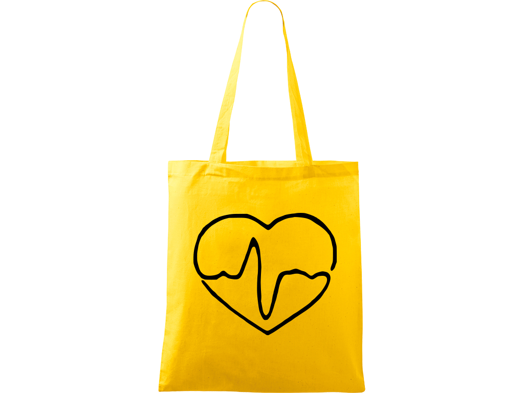 Ručně malovaná plátěná taška Handy - Doktorské srdce Barva tašky: ŽLUTÁ, Barva motivu: ČERNÁ