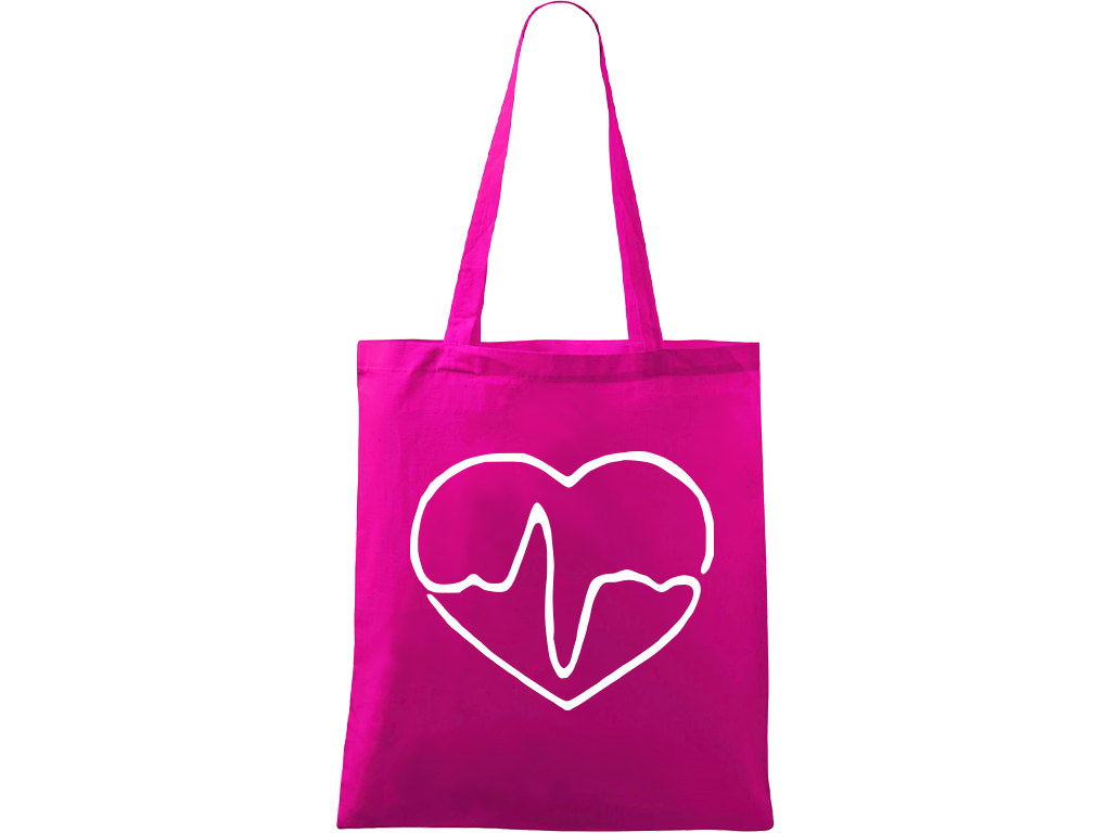 Ručně malovaná plátěná taška Handy - Doktorské srdce Barva tašky: VÍNOVÁ, Barva motivu: BÍLÁ