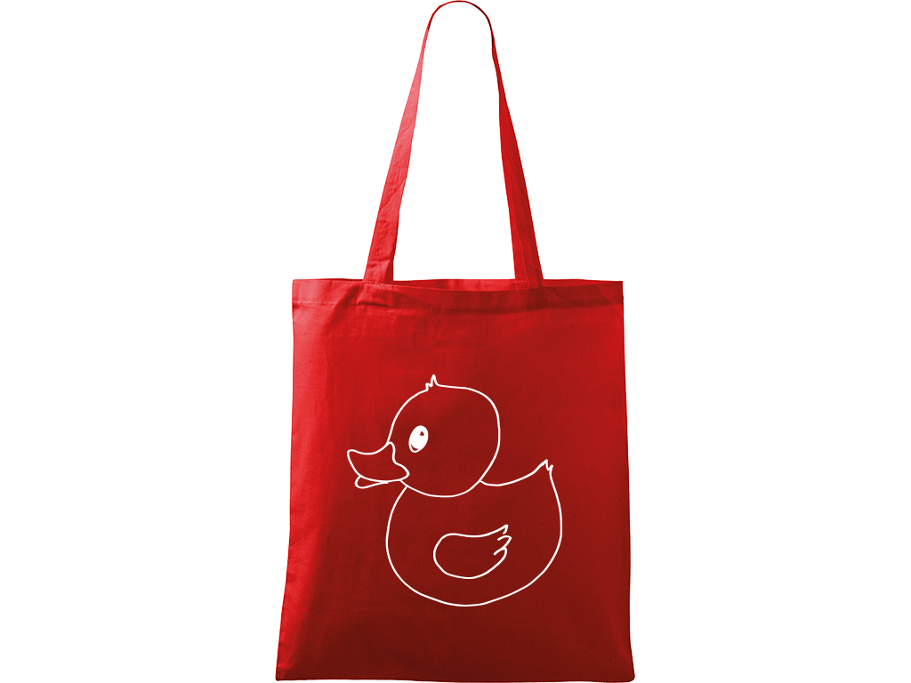 Ručně malovaná plátěná taška Handy - Kachna Barva tašky: ČERVENÁ, Barva motivu: BÍLÁ