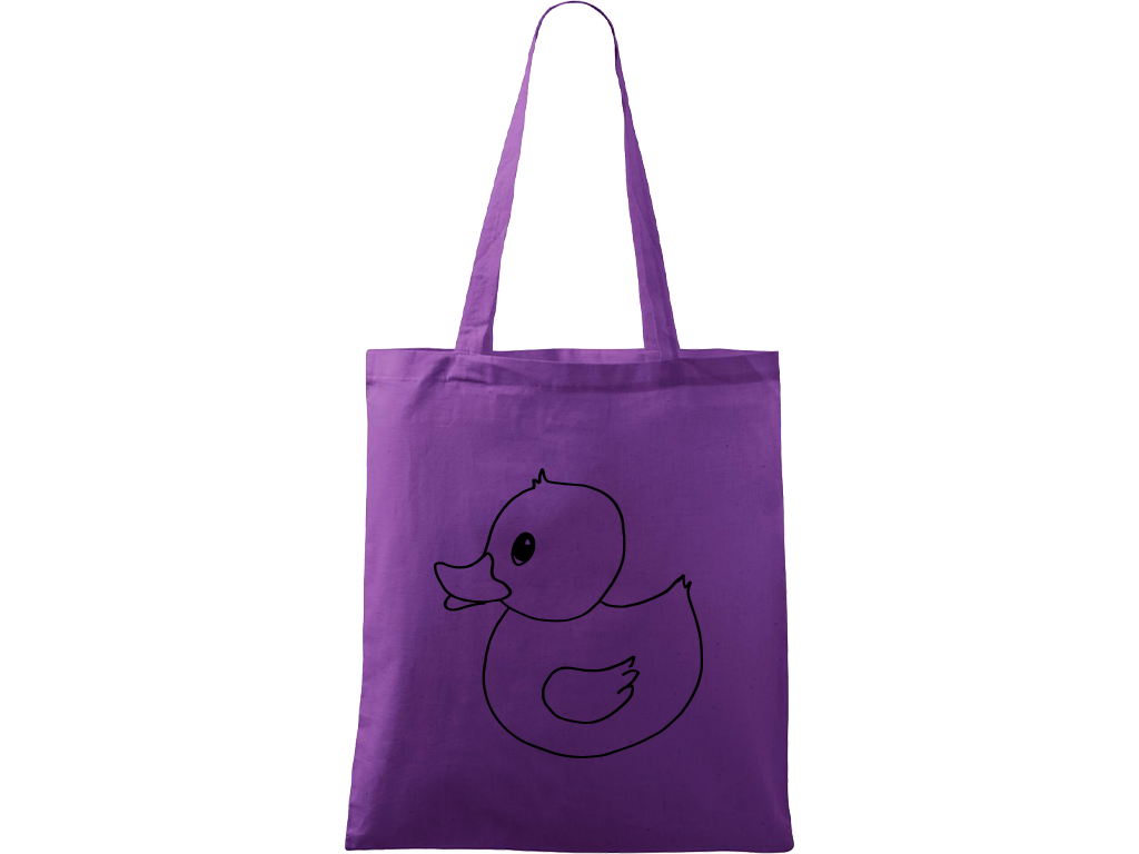 Ručně malovaná plátěná taška Handy - Kachna Barva tašky: FIALOVÁ, Barva motivu: ČERNÁ