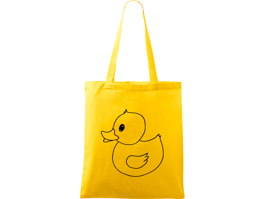 Ručně malovaná plátěná taška Handy - Kachna Barva tašky: ŽLUTÁ, Barva motivu: ČERNÁ