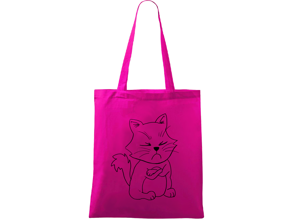 Ručně malovaná plátěná taška Handy - Grumpy Kitty Barva tašky: VÍNOVÁ, Barva motivu: ČERNÁ