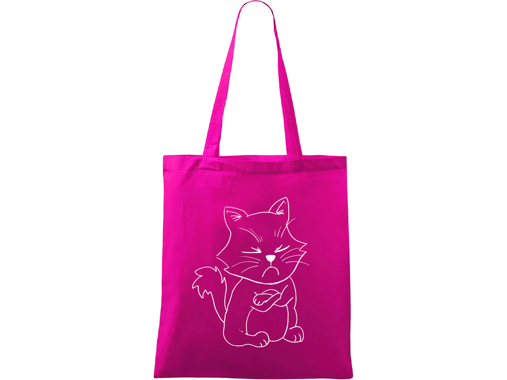Ručně malovaná plátěná taška Handy - Grumpy Kitty Barva tašky: VÍNOVÁ, Barva motivu: BÍLÁ