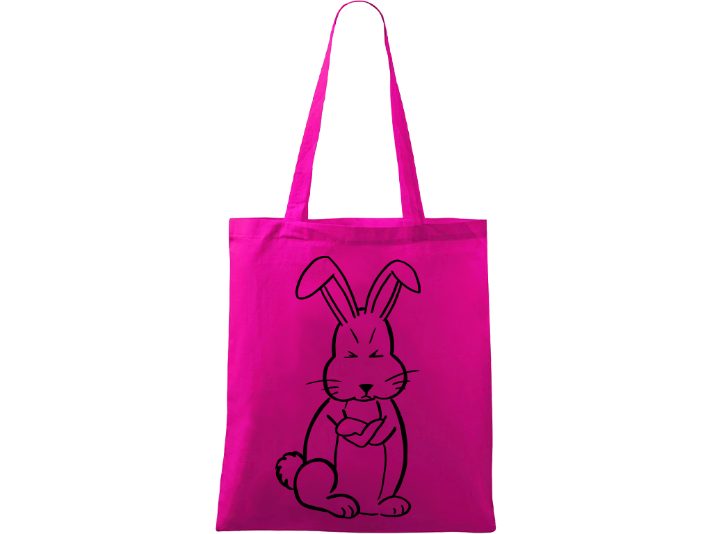 Ručně malovaná plátěná taška Handy - Grumpy Rabbit Barva tašky: VÍNOVÁ, Barva motivu: ČERNÁ