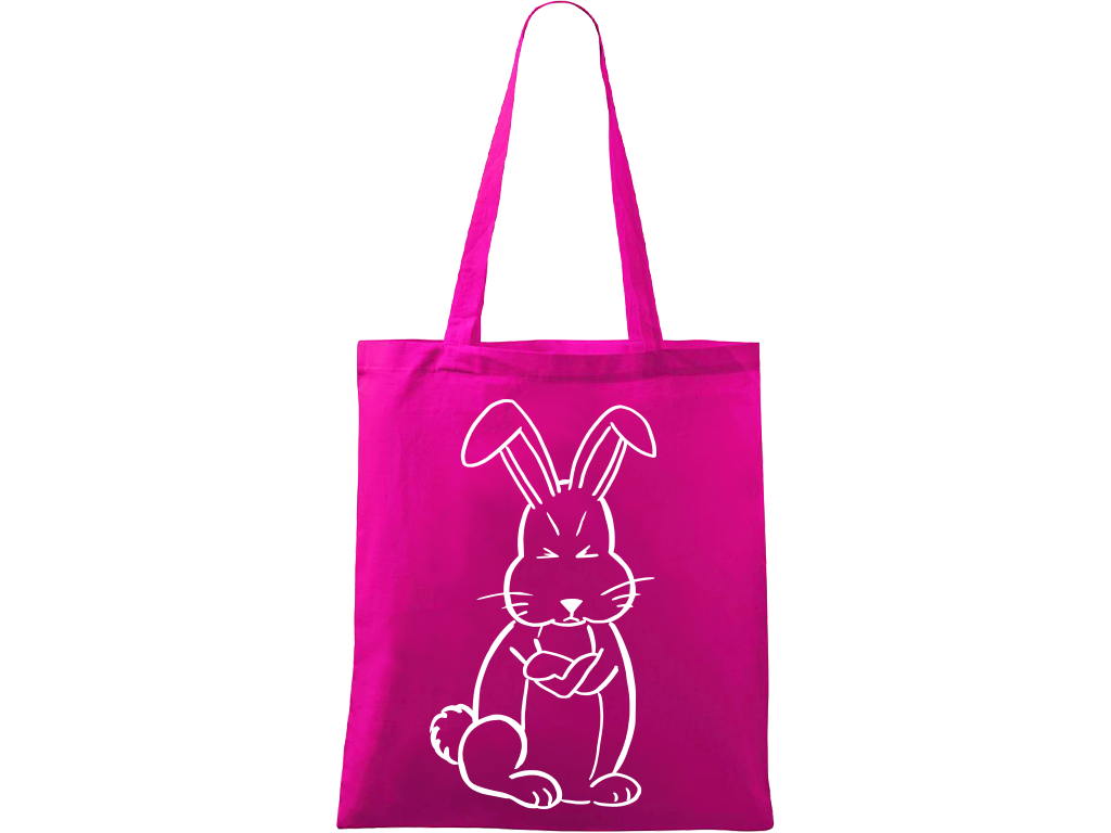 Ručně malovaná plátěná taška Handy - Grumpy Rabbit Barva tašky: VÍNOVÁ, Barva motivu: BÍLÁ