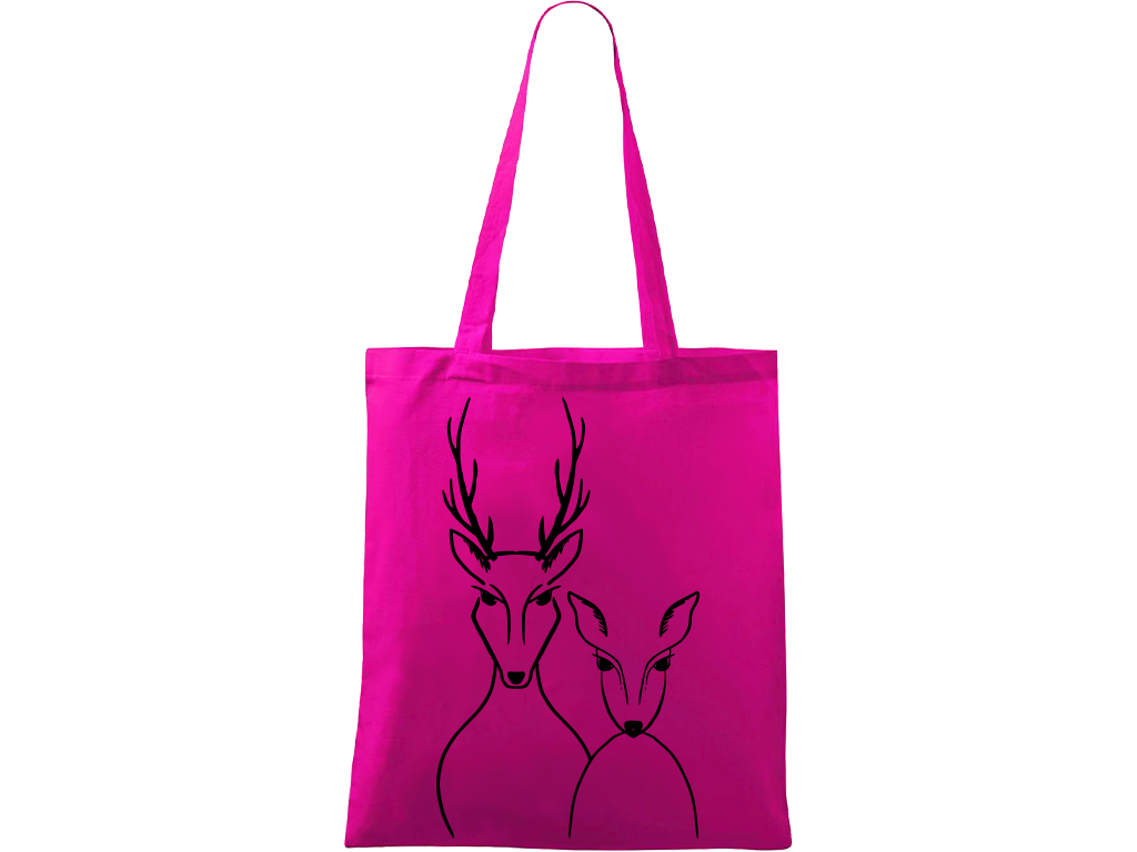 Ručně malovaná plátěná taška Handy - Srnka & Jelen Barva tašky: VÍNOVÁ, Barva motivu: ČERNÁ