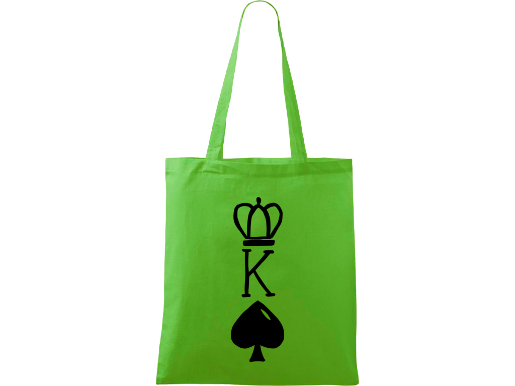 Ručně malovaná plátěná taška Handy - King Barva tašky: ZELENÁ, Barva motivu: ČERNÁ