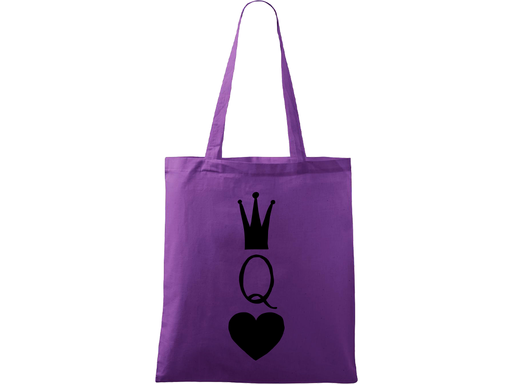 Ručně malovaná plátěná taška Handy - Queen Barva tašky: FIALOVÁ, Barva motivu: ČERNÁ