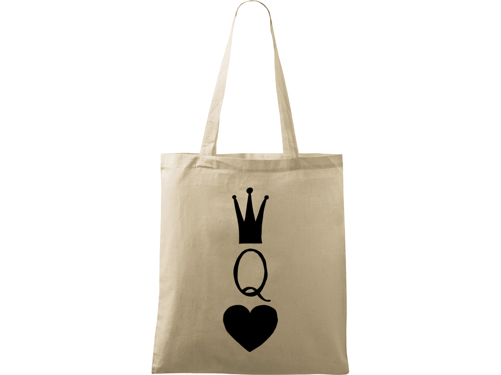 Ručně malovaná plátěná taška Handy - Queen Barva tašky: PŘÍRODNÍ, Barva motivu: ČERNÁ
