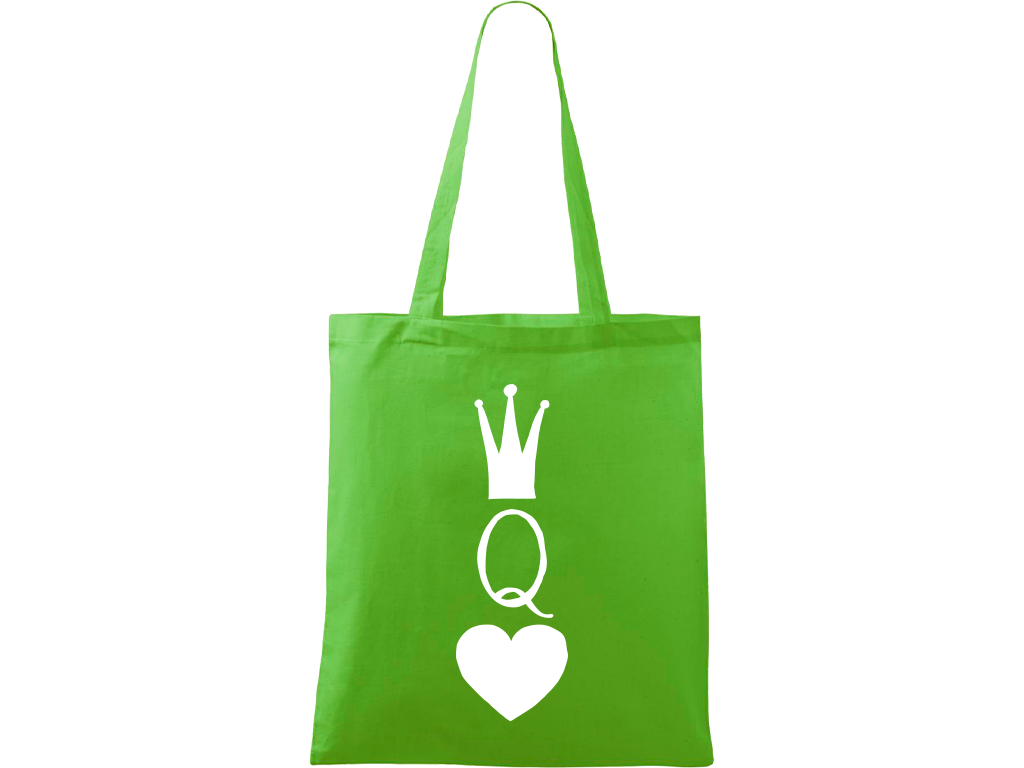 Ručně malovaná plátěná taška Handy - Queen Barva tašky: ZELENÁ, Barva motivu: BÍLÁ