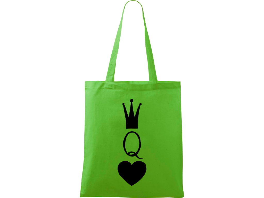 Ručně malovaná plátěná taška Handy - Queen Barva tašky: ZELENÁ, Barva motivu: ČERNÁ