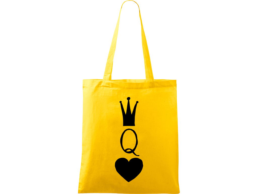 Ručně malovaná plátěná taška Handy - Queen Barva tašky: ŽLUTÁ, Barva motivu: ČERNÁ